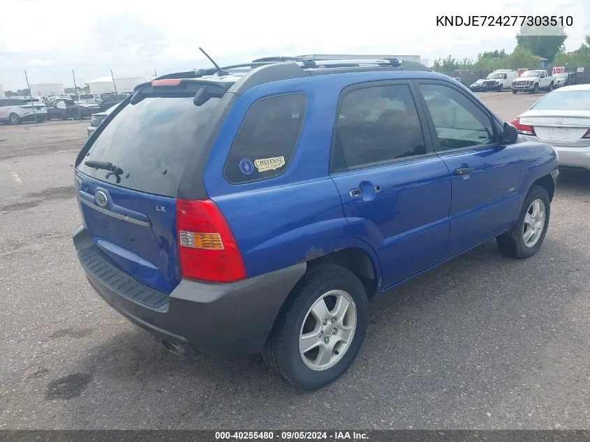 KNDJE724277303510 2007 Kia Sportage Lx