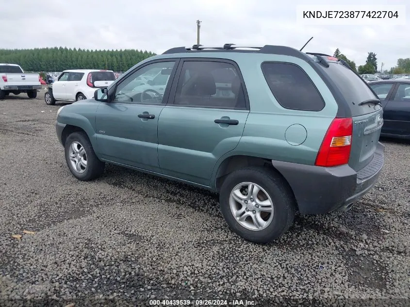 KNDJE723877422704 2007 Kia Sportage Lx V6