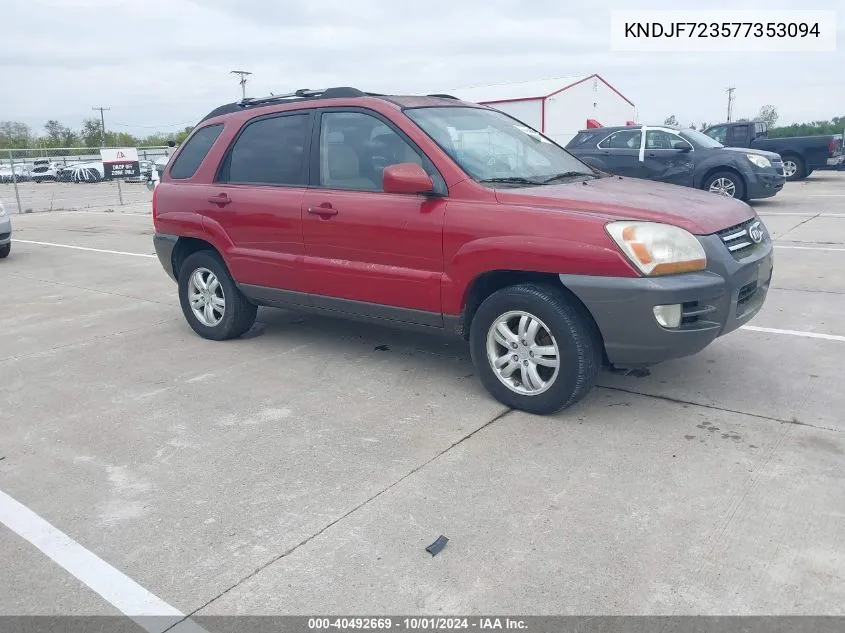 2007 Kia Sportage Ex V6 VIN: KNDJF723577353094 Lot: 40492669