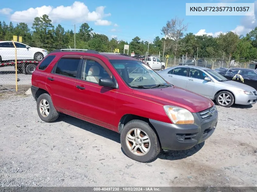 2007 Kia Sportage Lx V6 VIN: KNDJF723577310357 Lot: 40497230