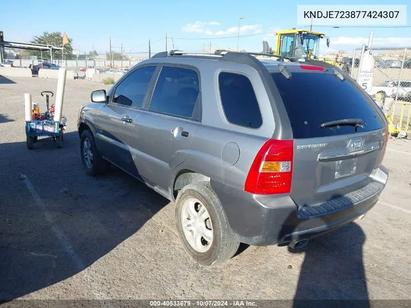 2007 Kia Sportage Lx V6 VIN: KNDJE723877424307 Lot: 40533679