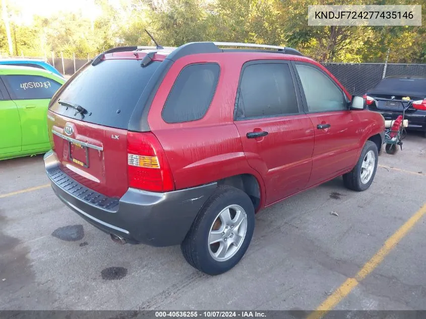 2007 Kia Sportage Lx VIN: KNDJF724277435146 Lot: 40536255