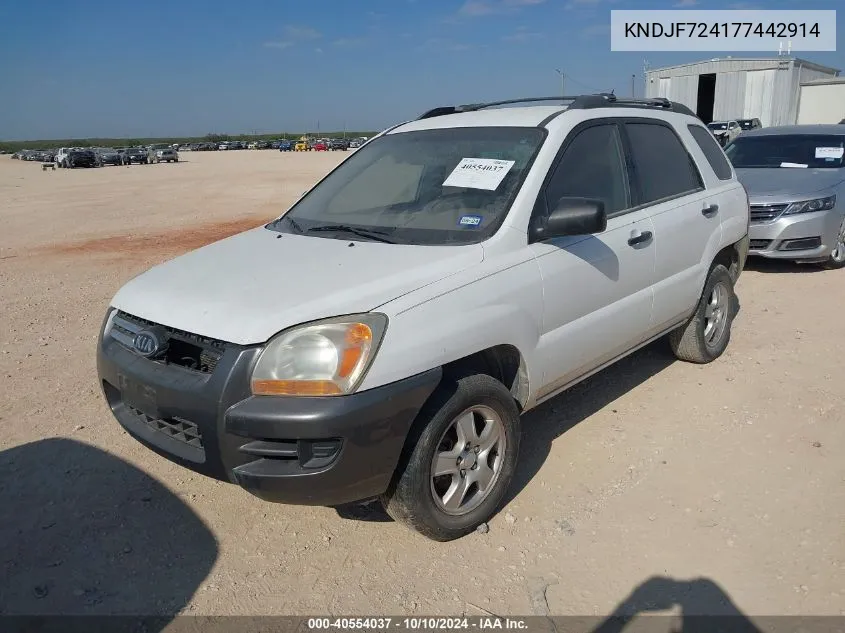 2007 Kia Sportage Lx VIN: KNDJF724177442914 Lot: 40554037