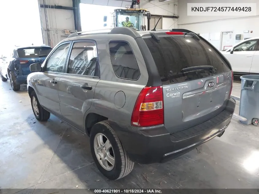 2007 Kia Sportage Lx VIN: KNDJF724577449428 Lot: 40621901