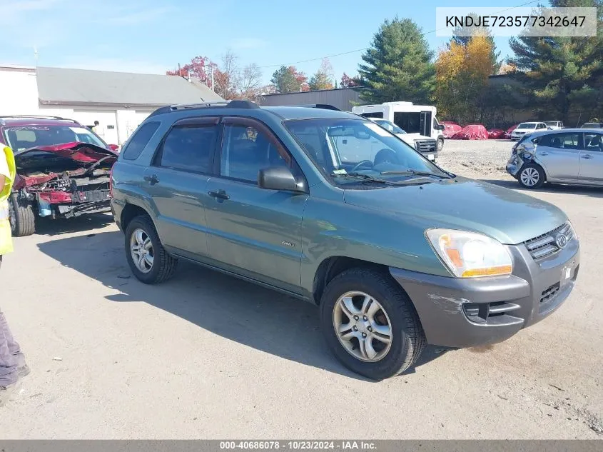 2007 Kia Sportage Lx V6 VIN: KNDJE723577342647 Lot: 40686078