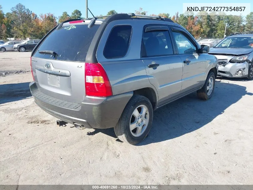 2007 Kia Sportage Lx VIN: KNDJF724277354857 Lot: 40691260