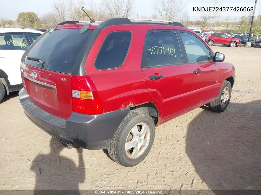 2007 Kia Sportage Lx VIN: KNDJE724377426068 Lot: 40709401