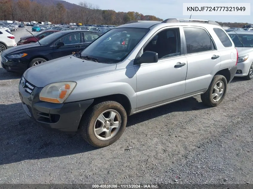 2007 Kia Sportage Lx VIN: KNDJF724777321949 Lot: 40835286