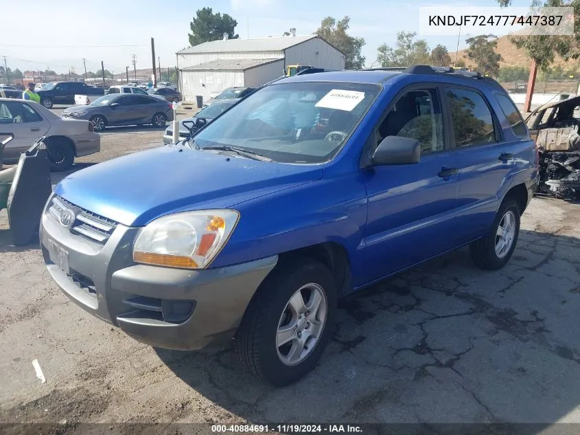 2007 Kia Sportage Lx VIN: KNDJF724777447387 Lot: 40884691