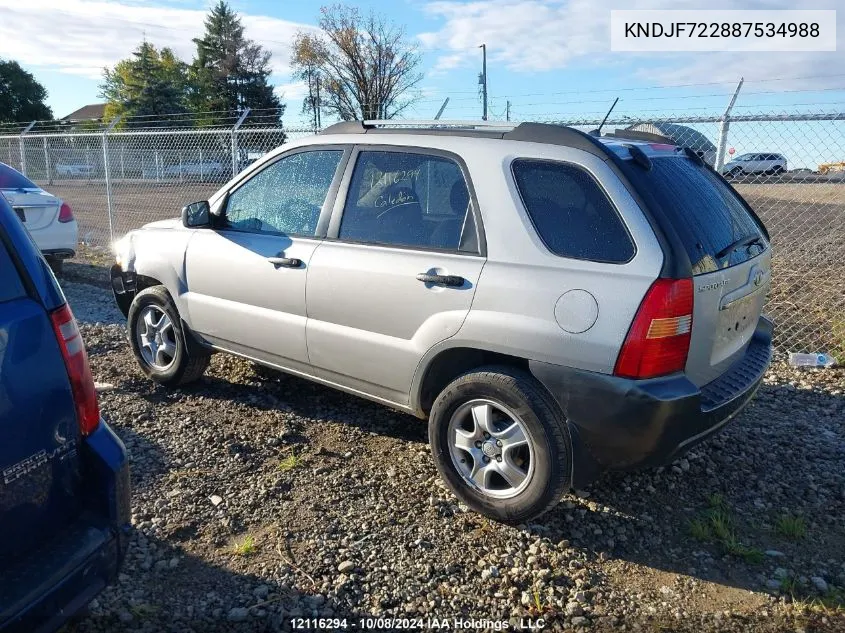 2008 Kia Sportage Lx VIN: KNDJF722887534988 Lot: 12116294