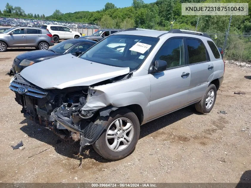 KNDJE723187510043 2008 Kia Sportage Lx V6