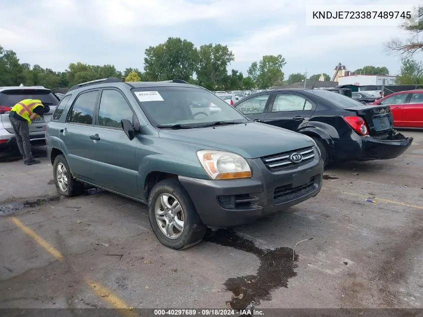 2008 Kia Sportage Lx V6 VIN: KNDJE723387489745 Lot: 40297689