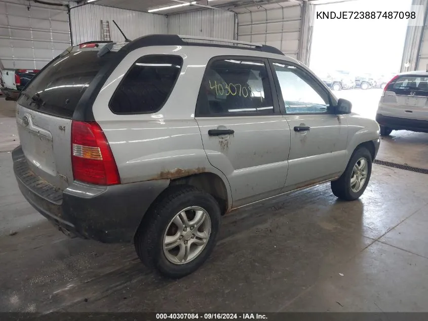 KNDJE723887487098 2008 Kia Sportage Lx V6