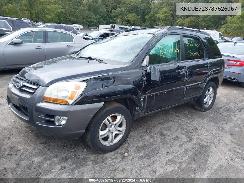 KNDJE723787526067 2008 Kia Sportage Ex/Lx