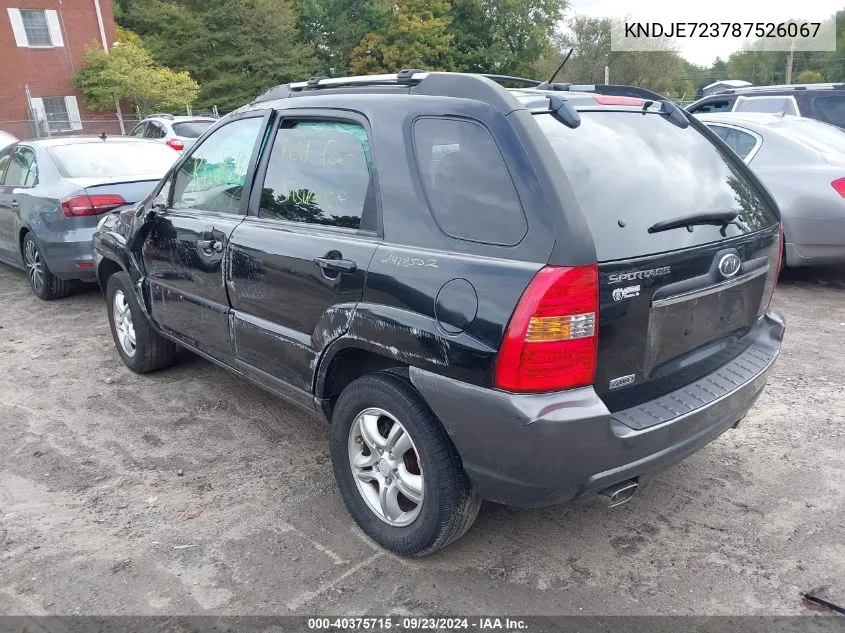 KNDJE723787526067 2008 Kia Sportage Ex/Lx