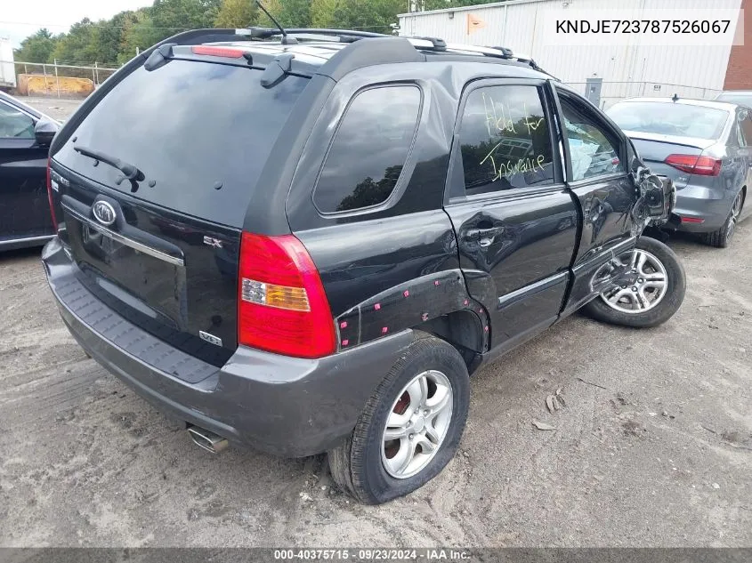 KNDJE723787526067 2008 Kia Sportage Ex/Lx