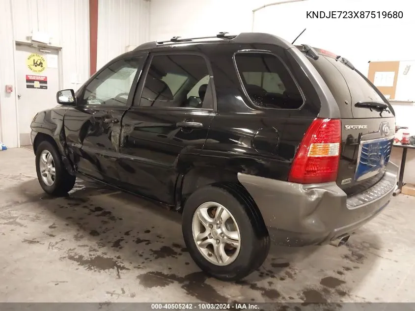 2008 Kia Sportage Lx V6 VIN: KNDJE723X87519680 Lot: 40505242