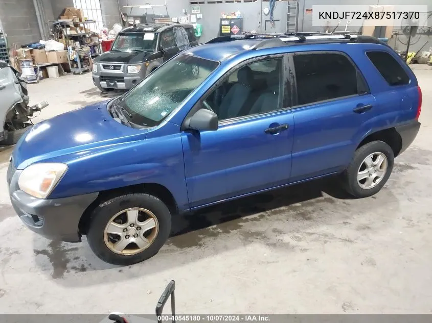 2008 Kia Sportage Lx VIN: KNDJF724X87517370 Lot: 40545180