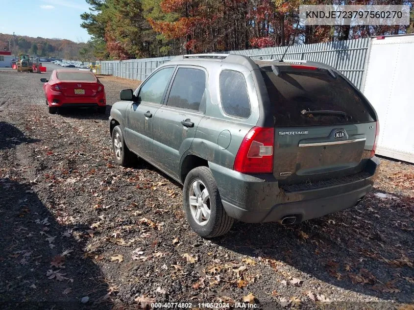 2009 Kia Sportage Lx V6 VIN: KNDJE723797560270 Lot: 40774802