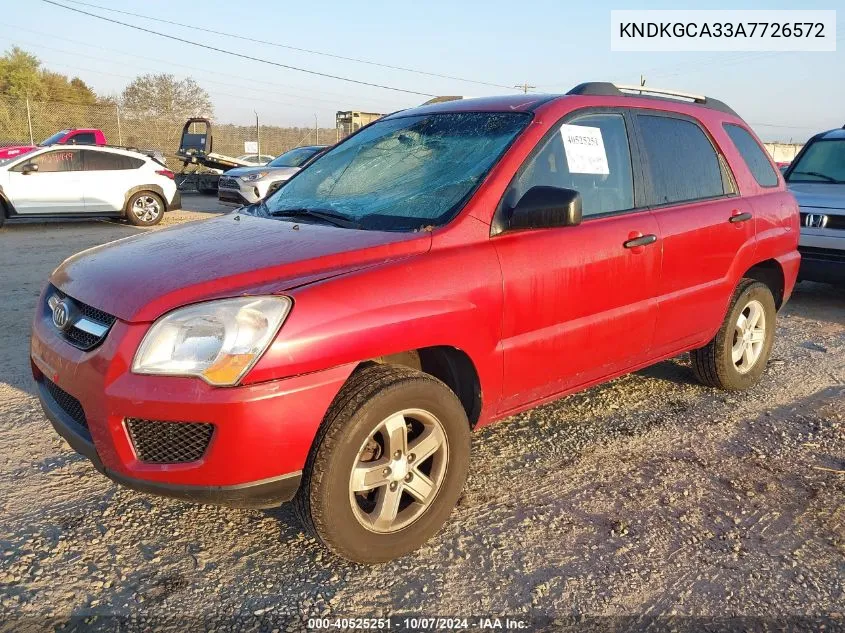 2010 Kia Sportage Lx VIN: KNDKGCA33A7726572 Lot: 40525251