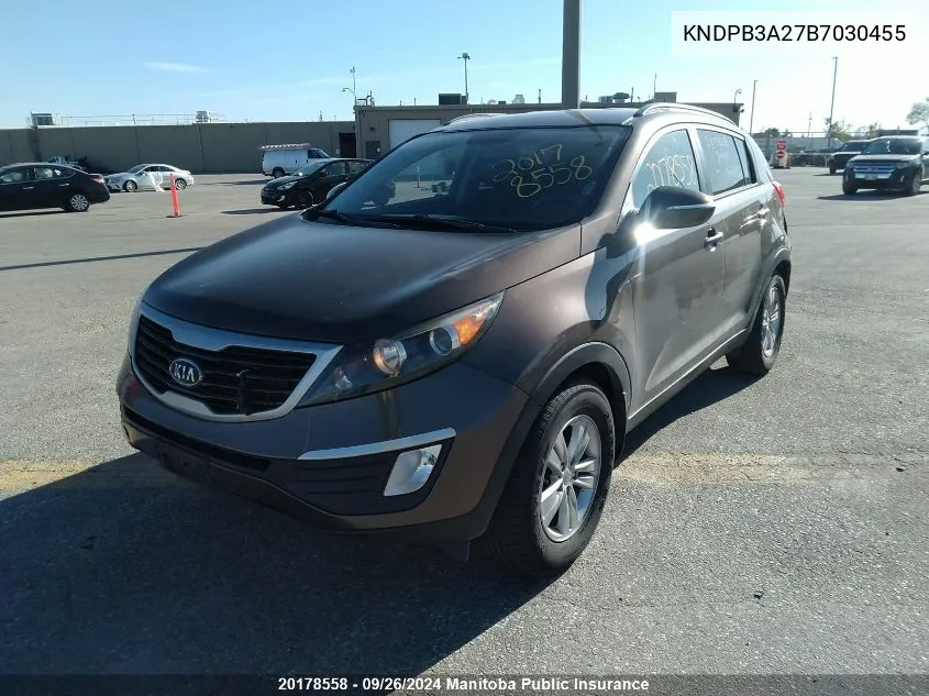 2011 Kia Sportage Lx VIN: KNDPB3A27B7030455 Lot: 20178558