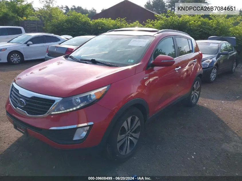 2011 Kia Sportage Ex VIN: KNDPCCA26B7084651 Lot: 39608499