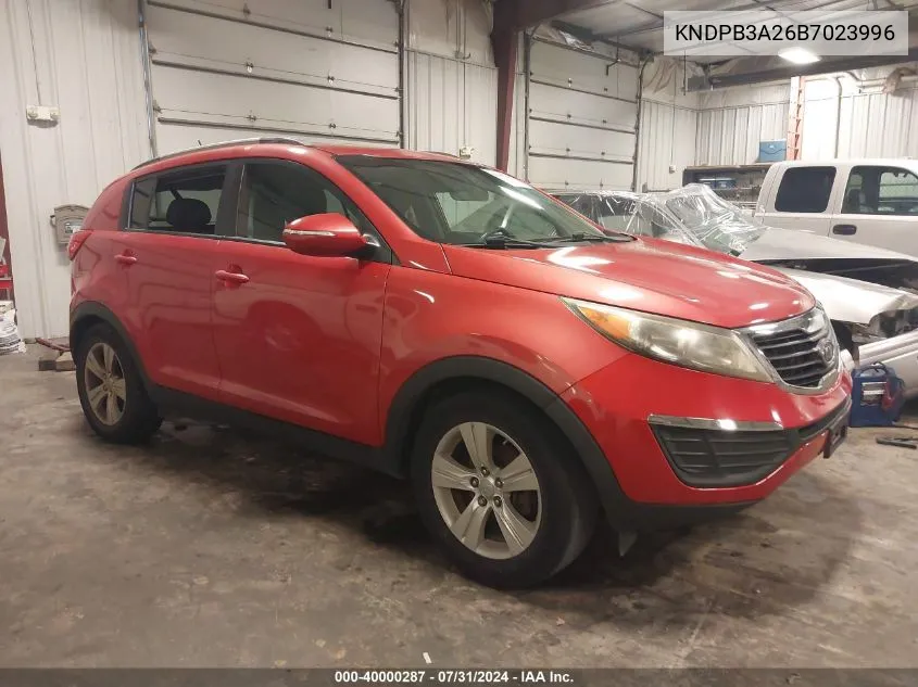 2011 Kia Sportage Lx VIN: KNDPB3A26B7023996 Lot: 40000287