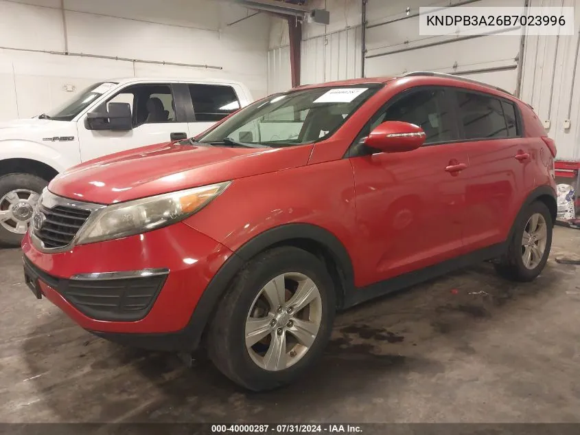 2011 Kia Sportage Lx VIN: KNDPB3A26B7023996 Lot: 40000287