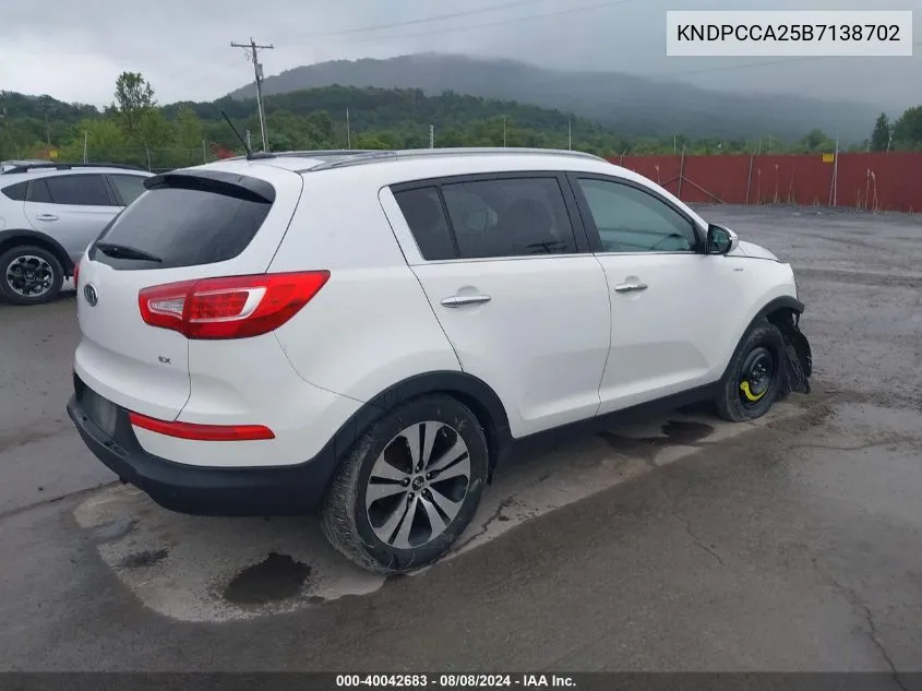 2011 Kia Sportage Ex VIN: KNDPCCA25B7138702 Lot: 40042683