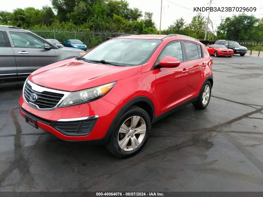 2011 Kia Sportage Lx VIN: KNDPB3A23B7029609 Lot: 40064076