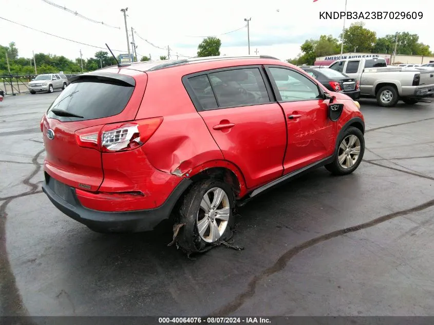 2011 Kia Sportage Lx VIN: KNDPB3A23B7029609 Lot: 40064076