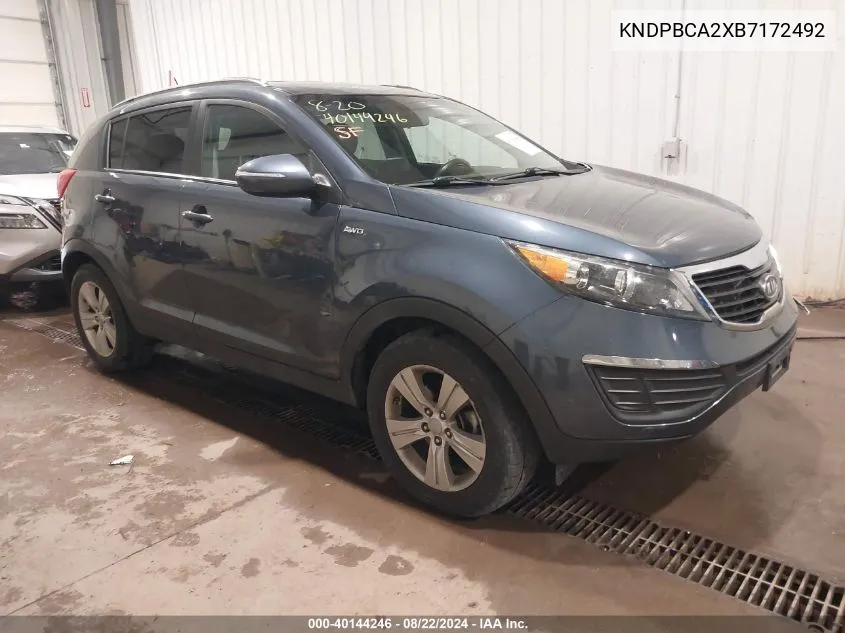 KNDPBCA2XB7172492 2011 Kia Sportage Lx