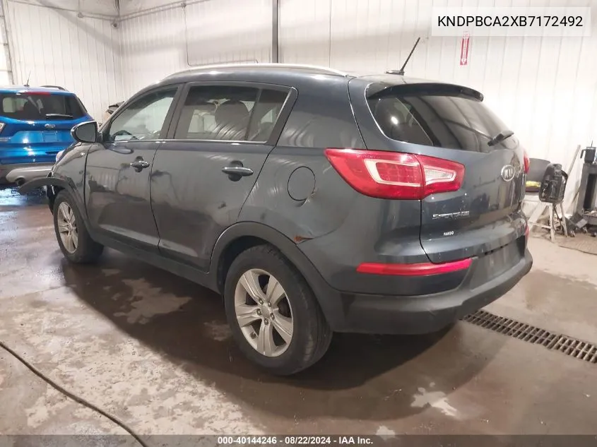 KNDPBCA2XB7172492 2011 Kia Sportage Lx