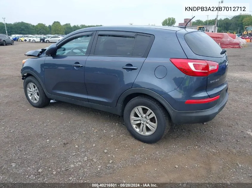 2011 Kia Sportage VIN: KNDPB3A2XB7012712 Lot: 40216501