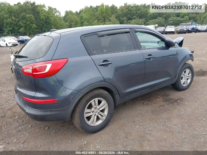 2011 Kia Sportage VIN: KNDPB3A2XB7012712 Lot: 40216501