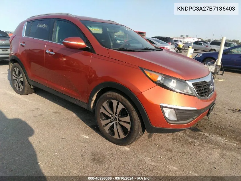 2011 Kia Sportage Ex VIN: KNDPC3A27B7136403 Lot: 40296366