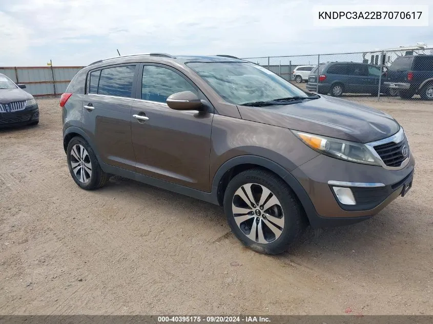 2011 Kia Sportage Ex VIN: KNDPC3A22B7070617 Lot: 40395175