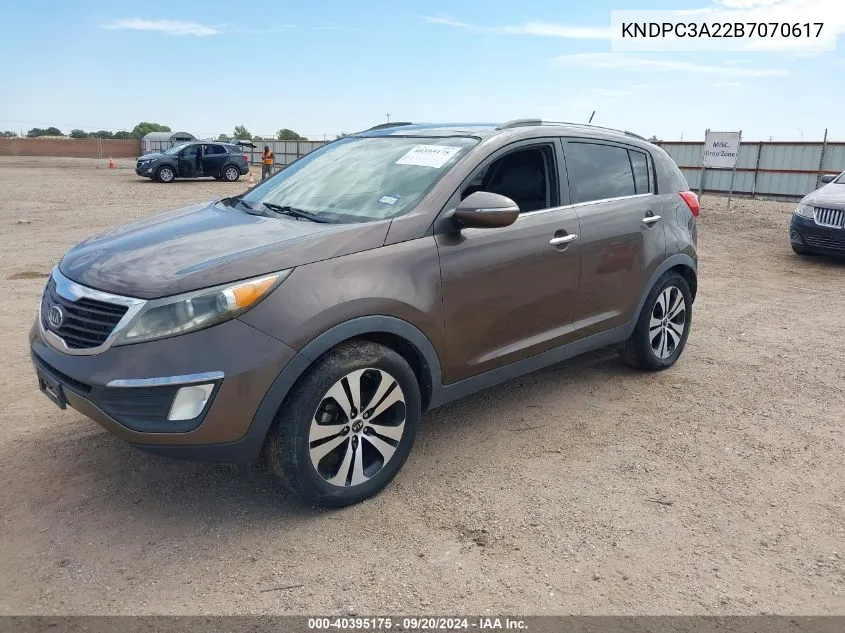 2011 Kia Sportage Ex VIN: KNDPC3A22B7070617 Lot: 40395175