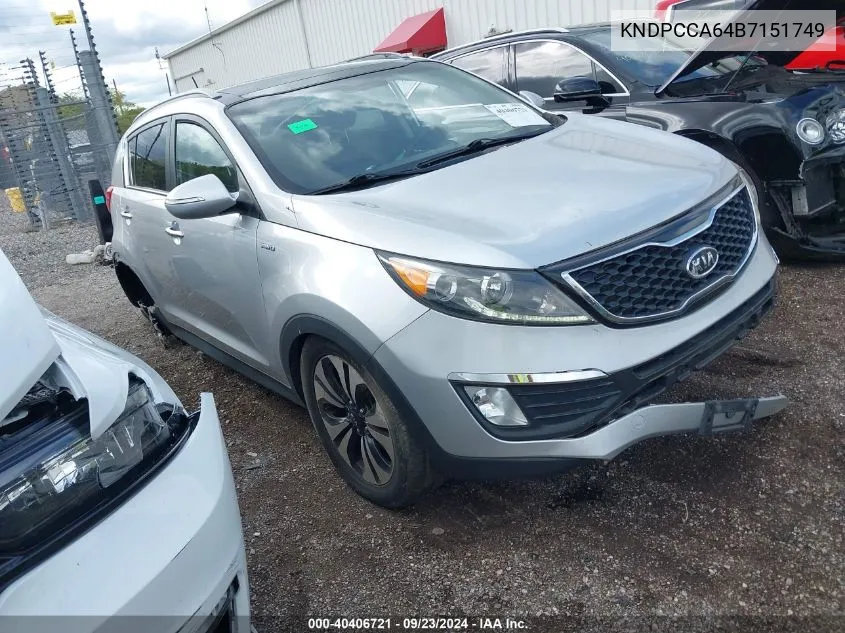 2011 Kia Sportage Ex/Sx VIN: KNDPCCA64B7151749 Lot: 40406721