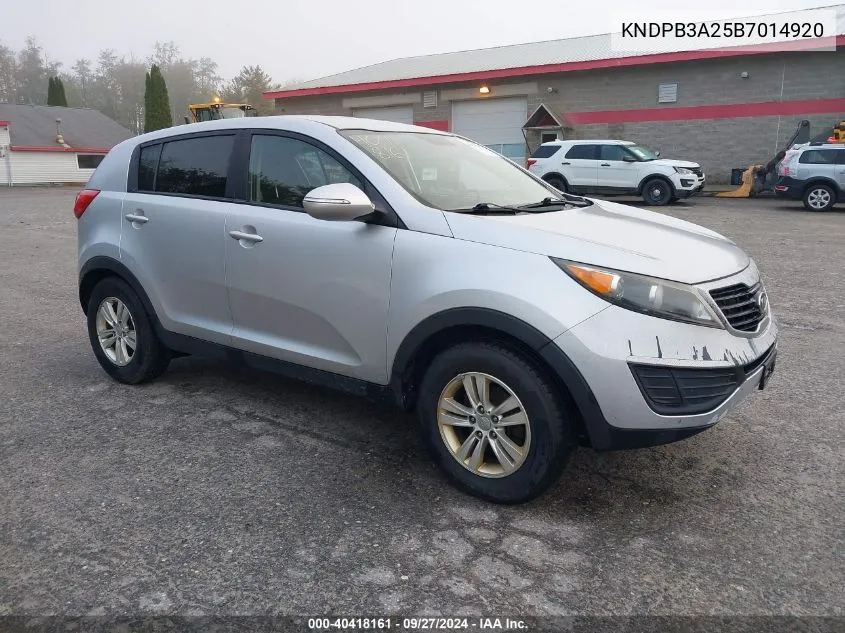 2011 Kia Sportage Lx VIN: KNDPB3A25B7014920 Lot: 40418161