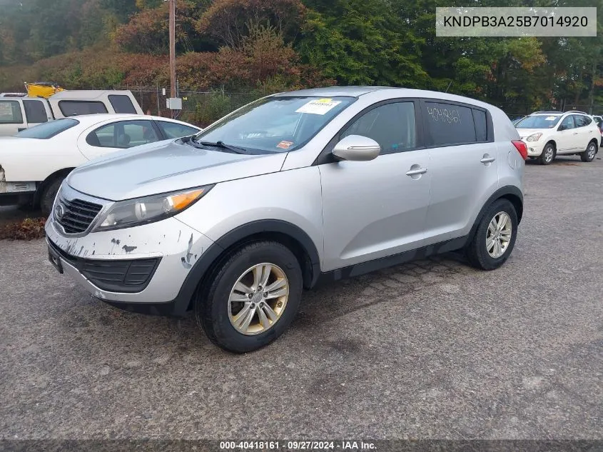 2011 Kia Sportage Lx VIN: KNDPB3A25B7014920 Lot: 40418161