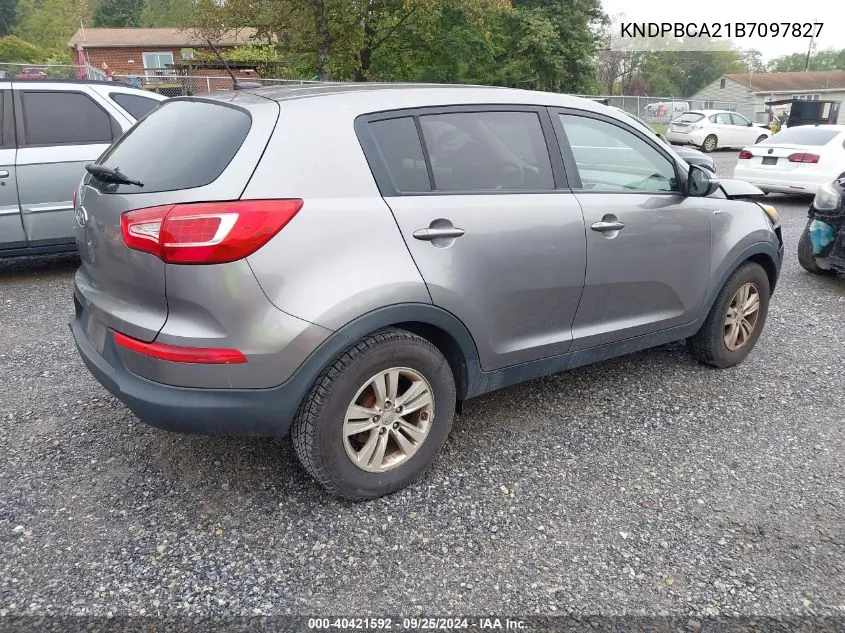 2011 Kia Sportage Lx VIN: KNDPBCA21B7097827 Lot: 40421592