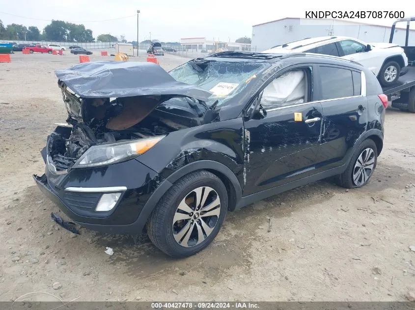 2011 Kia Sportage Ex VIN: KNDPC3A24B7087600 Lot: 40427478