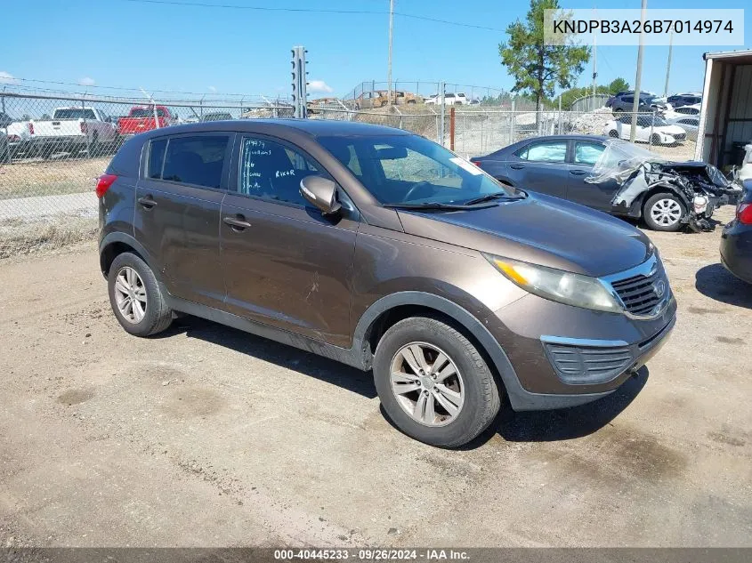 2011 Kia Sportage Lx VIN: KNDPB3A26B7014974 Lot: 40445233