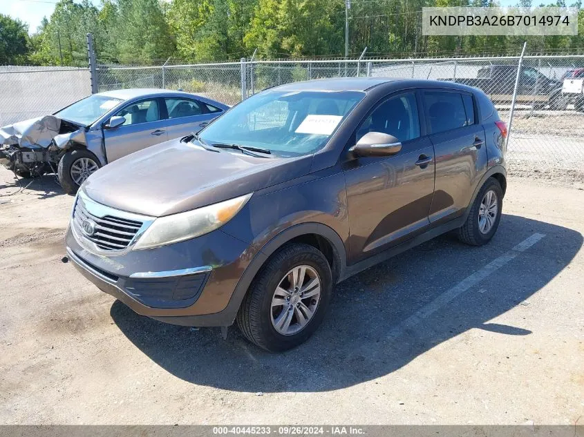 2011 Kia Sportage Lx VIN: KNDPB3A26B7014974 Lot: 40445233