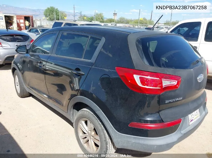 2011 Kia Sportage Lx VIN: KNDPB3A23B7067258 Lot: 40446216