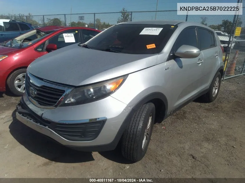 2011 Kia Sportage Lx VIN: KNDPBCA25B7022225 Lot: 40511167