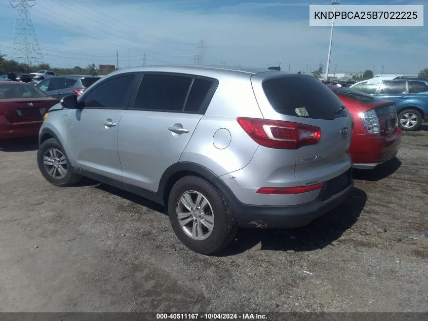 2011 Kia Sportage Lx VIN: KNDPBCA25B7022225 Lot: 40511167