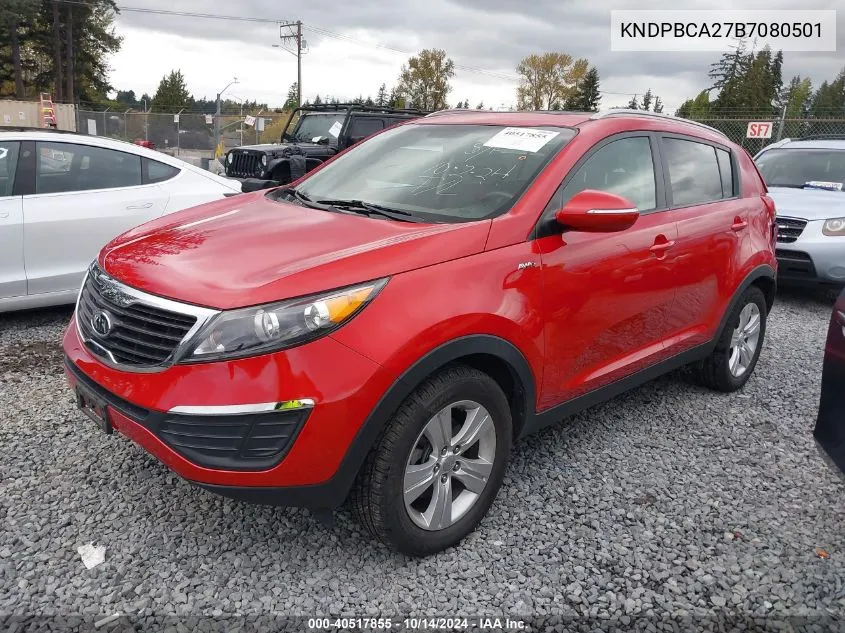 2011 Kia Sportage Lx VIN: KNDPBCA27B7080501 Lot: 40517855