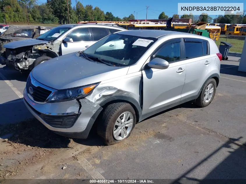 2011 Kia Sportage Lx VIN: KNDPB3A28B7022204 Lot: 40557246